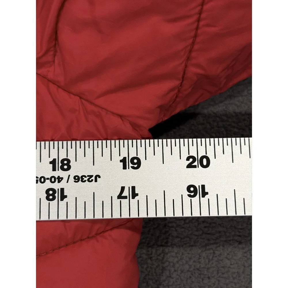 Michael Kors Packable Puffer Jacket Womens Small Red Lined Down Hooded Full Zip